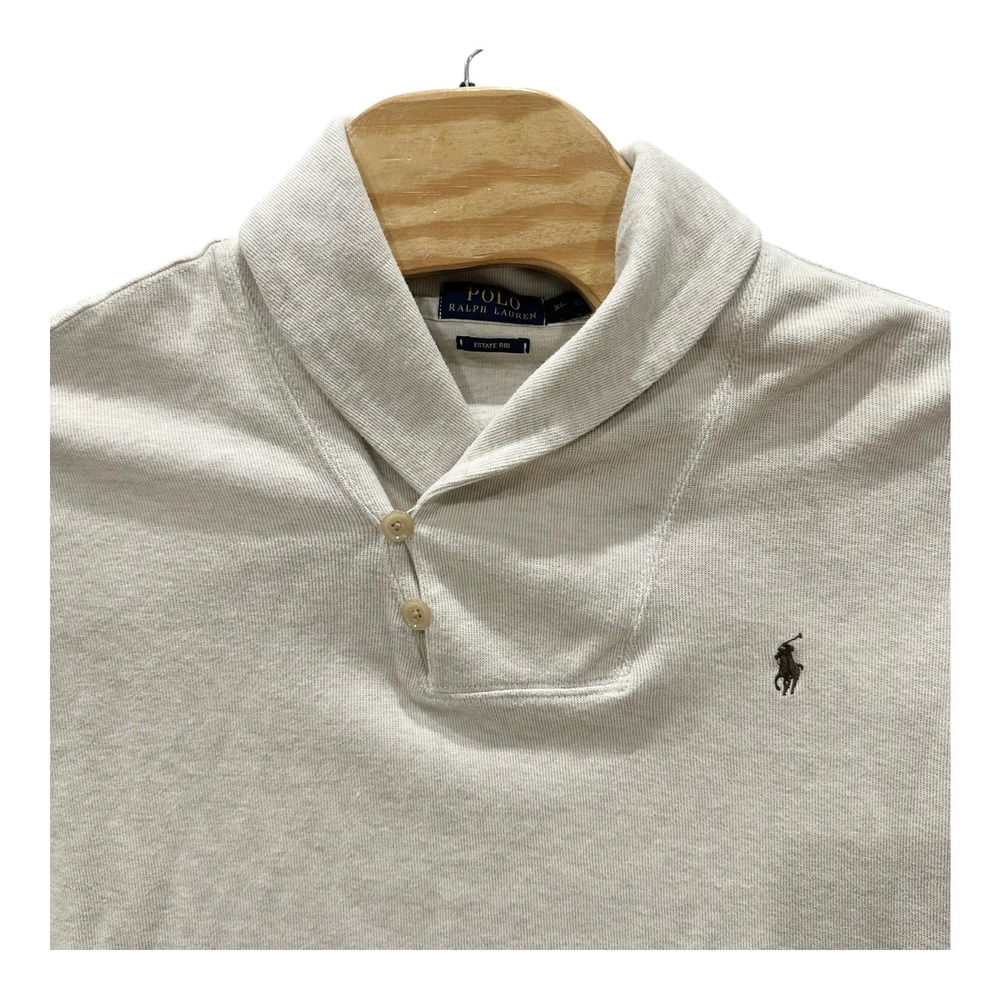 Polo Ralph Lauren Mens XL Estate Rib Shawl Collar Pullover Oatmeal Heather